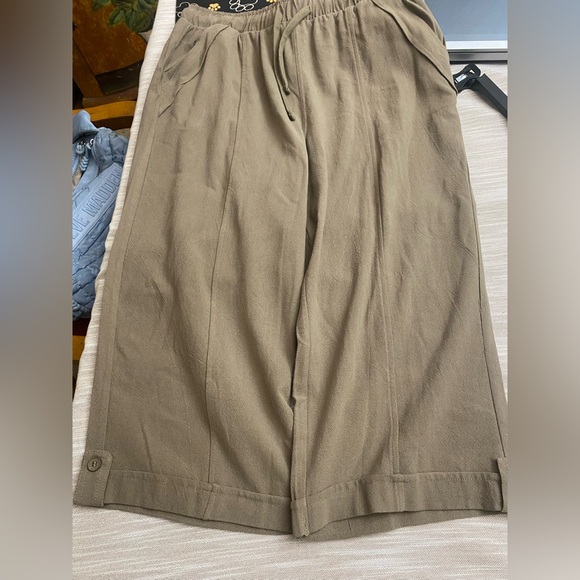 Harper Tan Relaxed Drawstring Joggers Capris Wide Leg Cropped Harem Pants - Picture 10 of 12